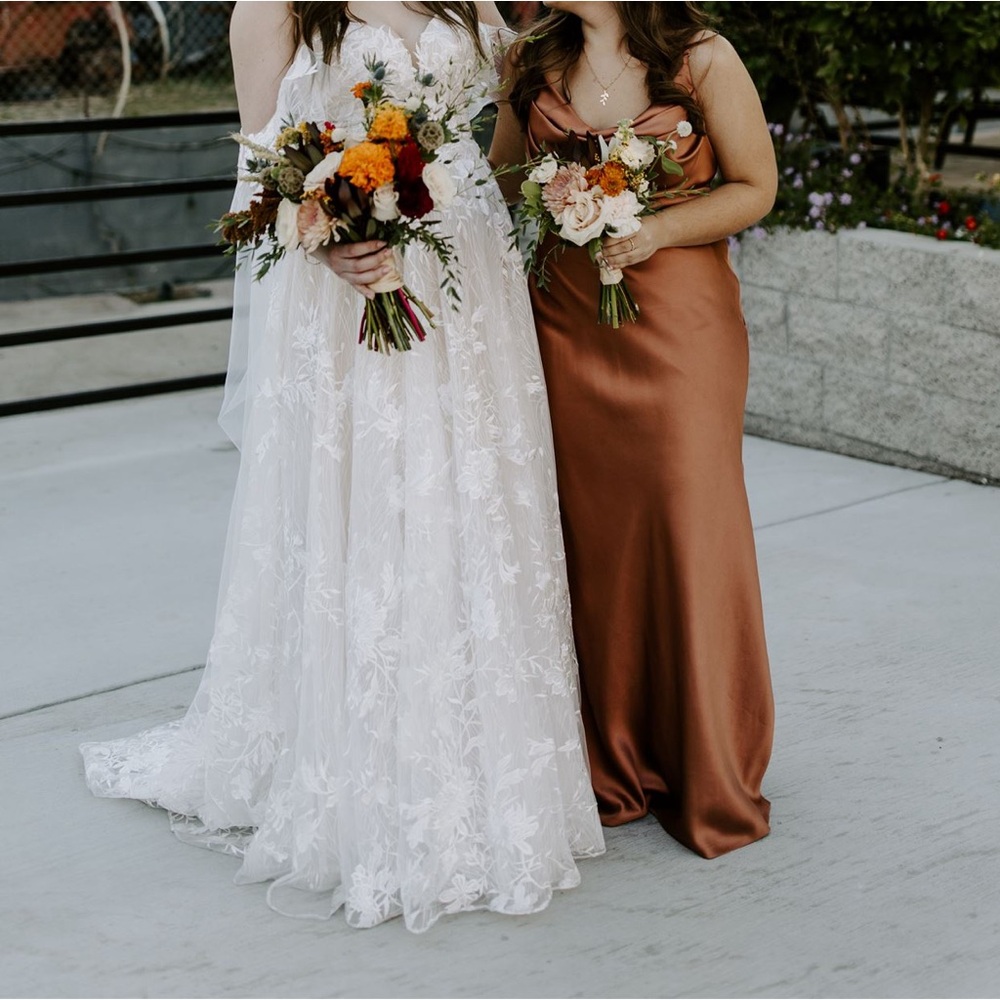 Revelry Skye Satin Dress in Copper - Picture 3 of 10